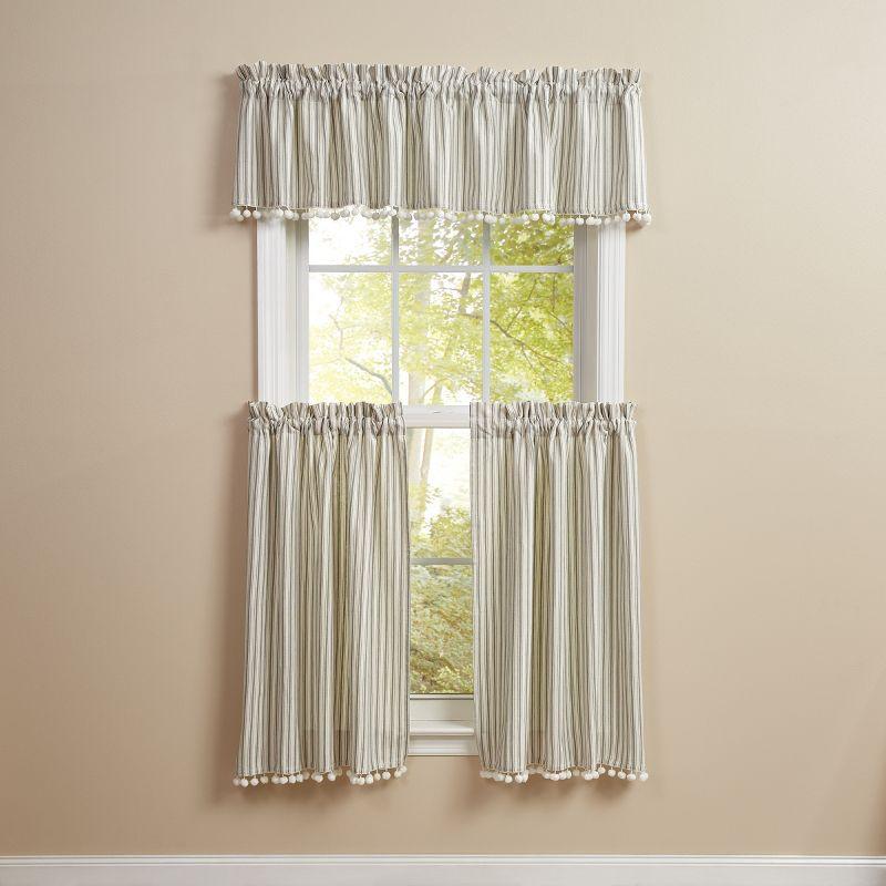 Park Designs Ticking With Ball Fringe Valance 72” x 14”