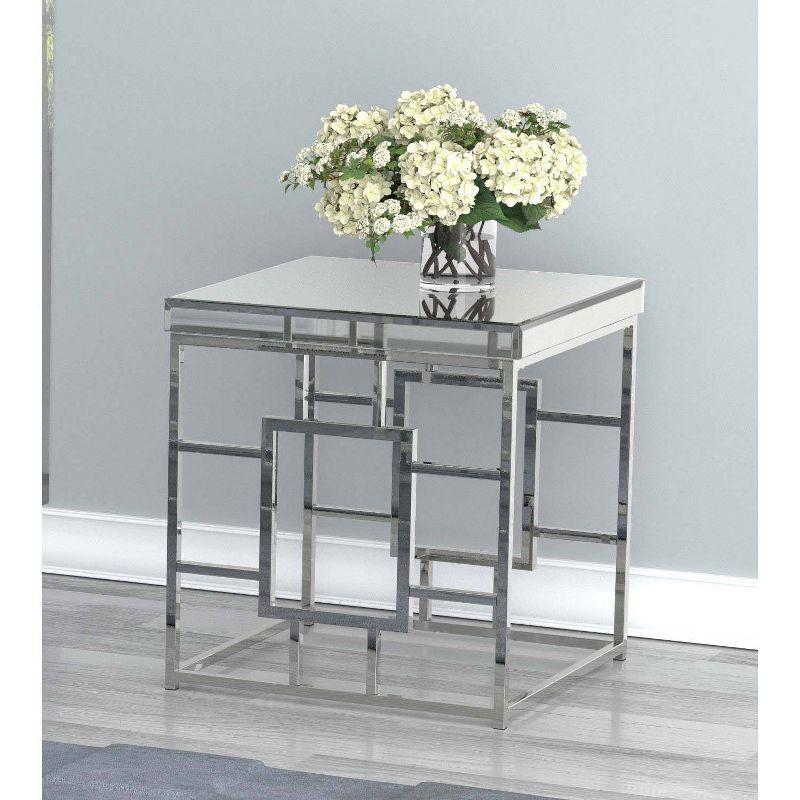 Dafina Square End Table with Mirrored Top Chrome - Coaster