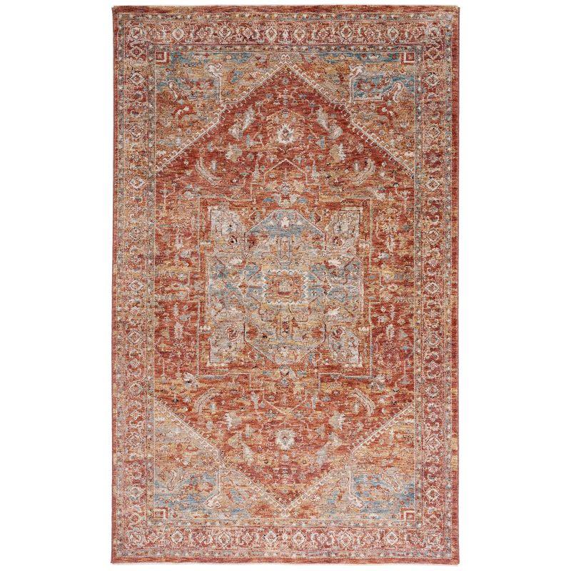 Valencia VAL568 Power Loomed Area Rug - Rust/Aqua - 4'x6'2" - Safavieh.