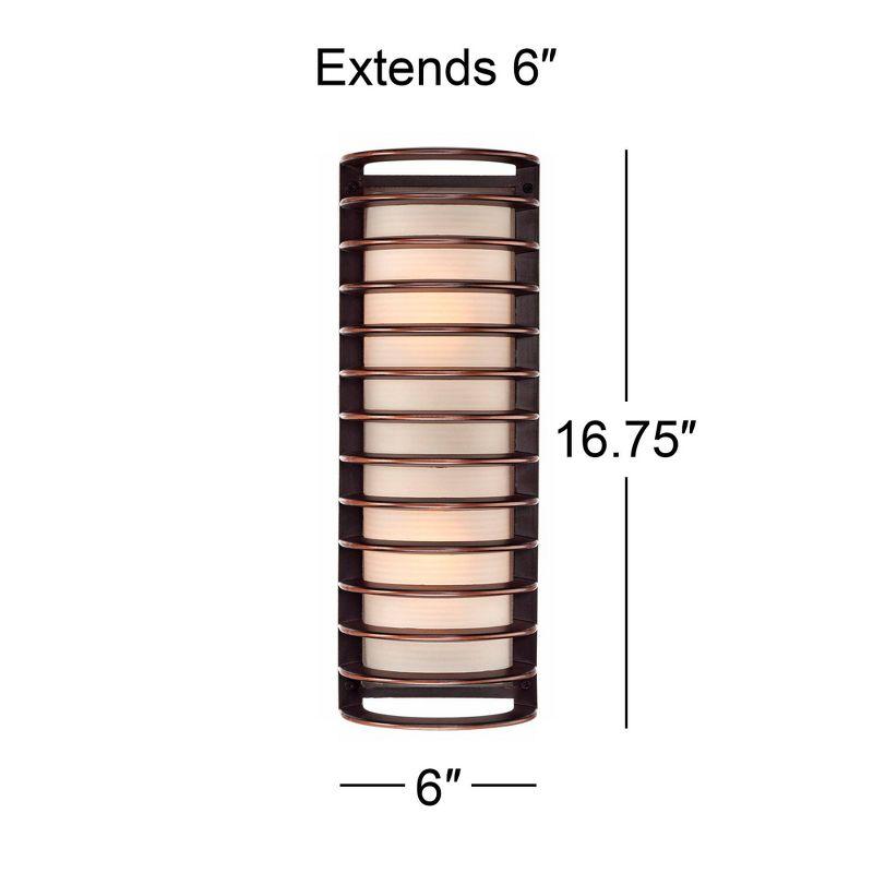 Rubbed Bronze Grid Outdoor Wall Light with Frosted Glass