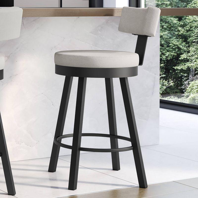 Amisco Morgan Upholstered Barstool: 360 Swivel, 30" Height, Steel Frame, Polyurethane, Spot Clean