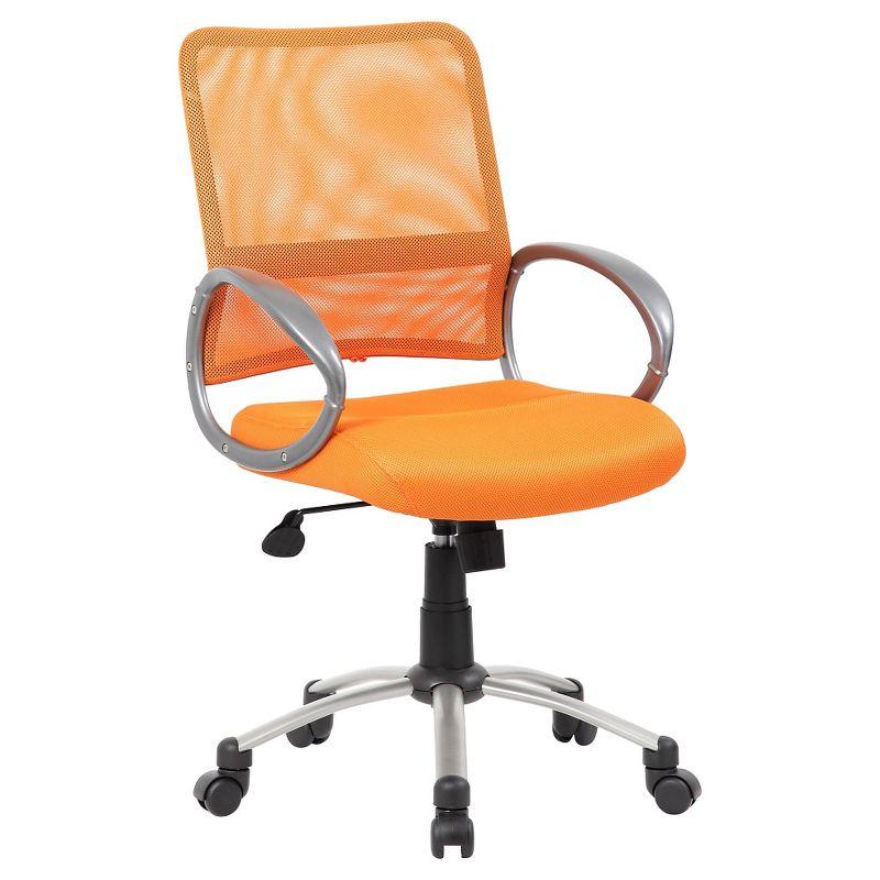 Ergonomic Orange Mesh Task Chair with Pewter Metal Base