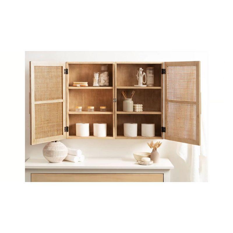 Kate & Laurel All Things Decor 15"x7"x24" Ori Rattan Wall Cabinet Natural: 3-Shelf Storage, No Assembly Required