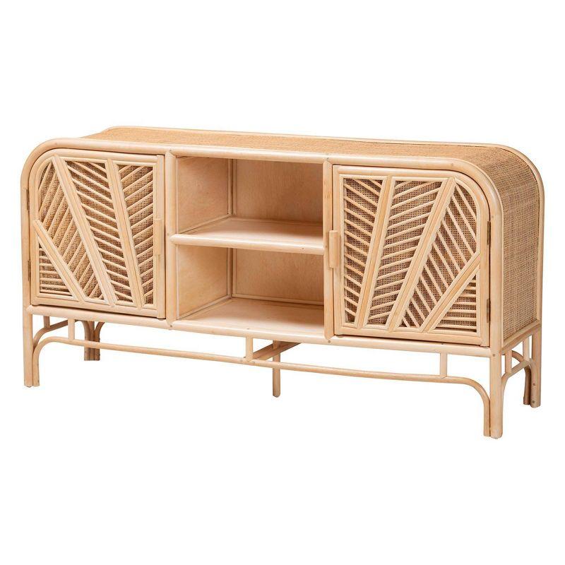 bali & pari Carabella Natural Rattan 2 Door Storage Cabinet Natural: Fixed Shelves, No Assembly Required