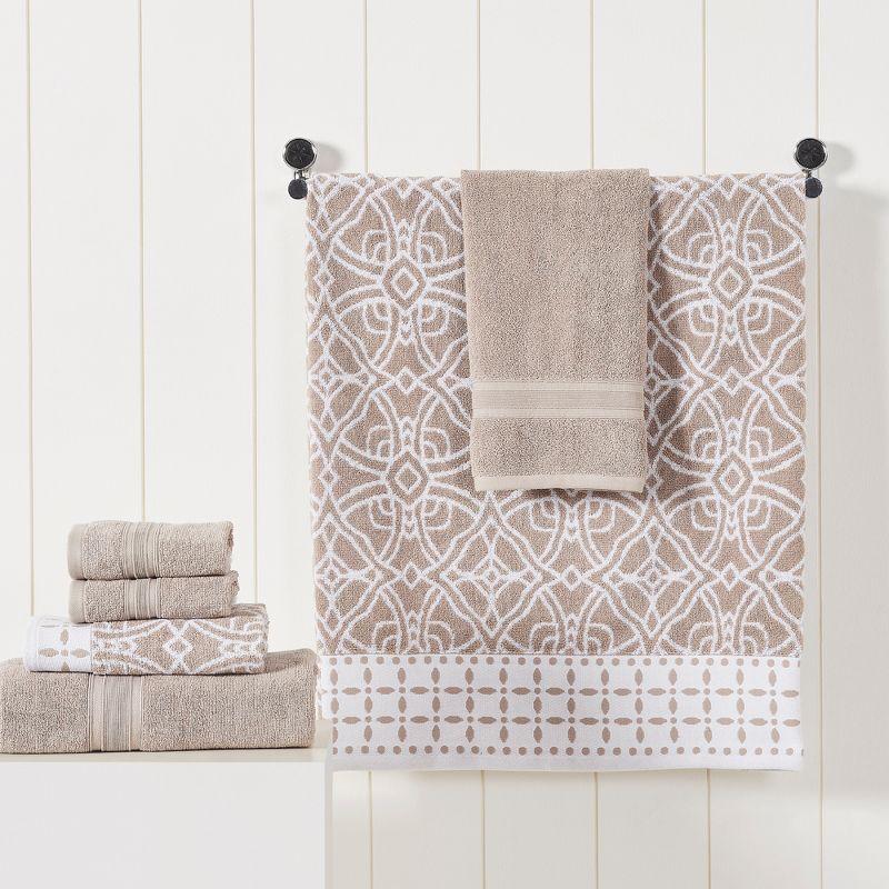 Modern Threads 6 Piece Set, 2 Bath Towels, 2 Hand Towels, 2 Washcloths Yarn Dyed Jacquard/Solid Towel Set Monroe