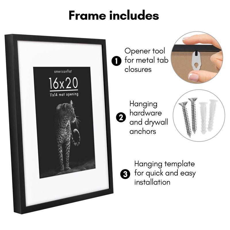 Americanflat Gallery-Style Picture Frame with Mat to Secure Artwork, Prints, and Photos