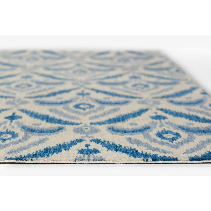 Momeni 3'6"x5'6" Leiden Ikat Elisha Handtufted Area Rug Blue: Wool, Medium Pile, Classic Pattern, Indoor Use