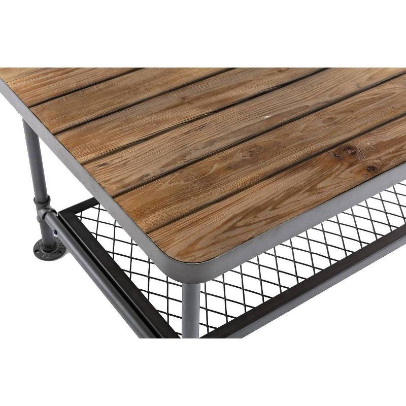 Industrial Newport 45.5" Gray Metal & Natural Wood Coffee Table