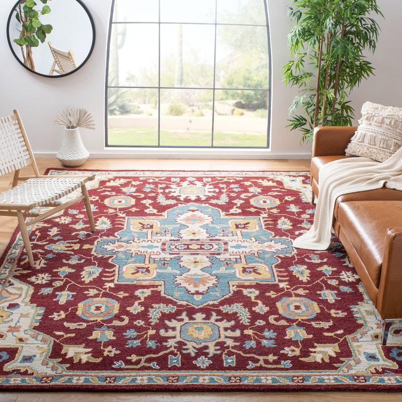 Handmade Aspen Red Wool Round Tufted Area Rug - 95"