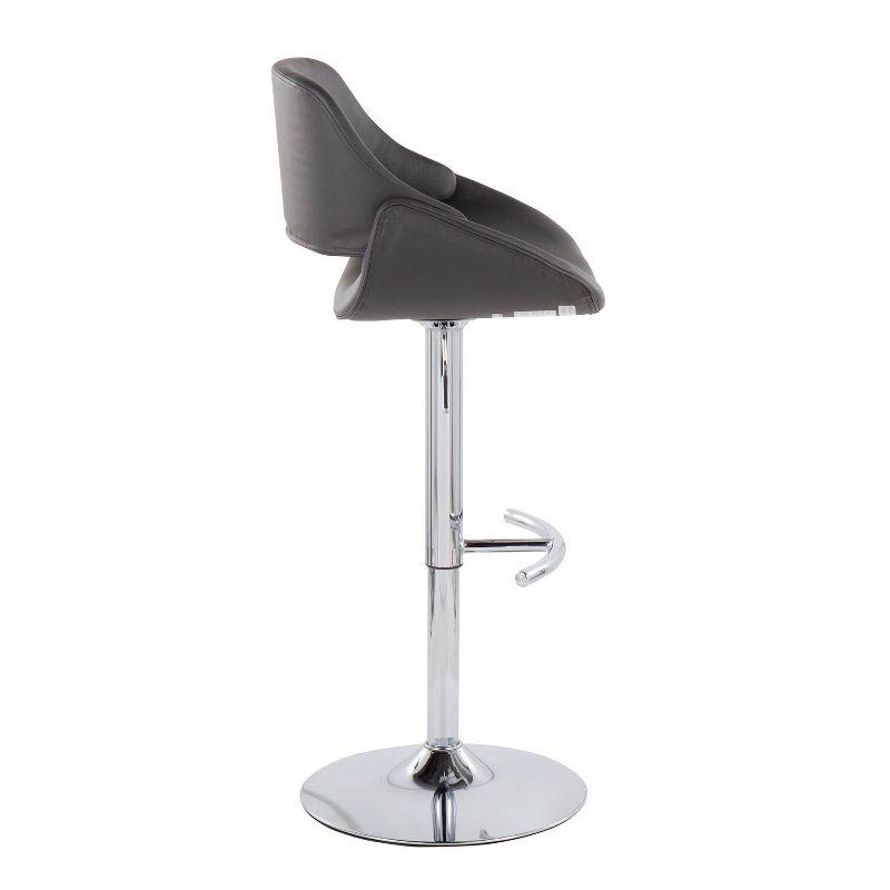 Set of 2 Fabrico PU Leather/Metal Barstool Chrome/Gray - LumiSource