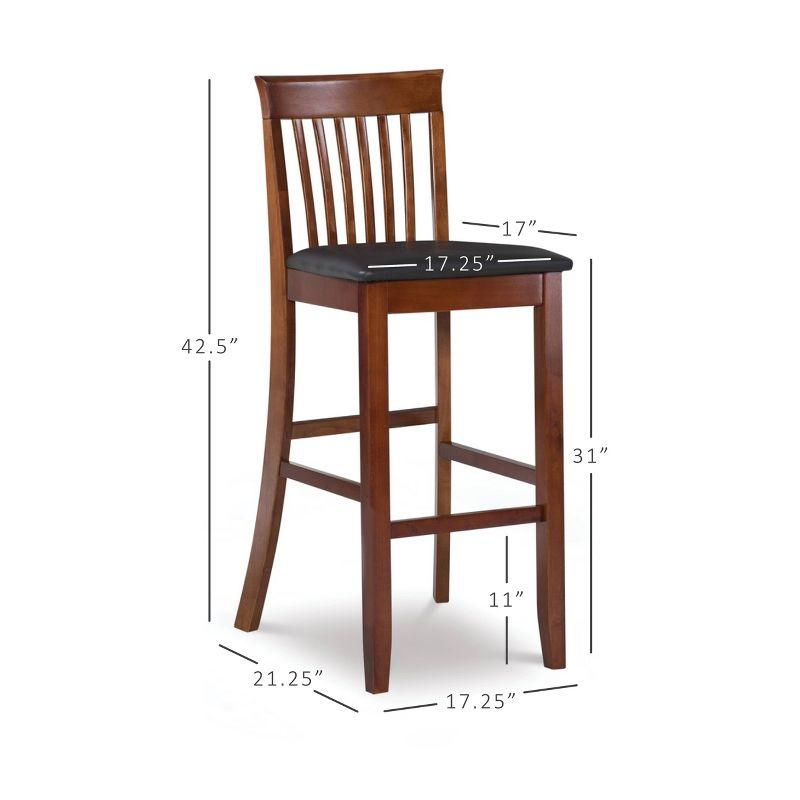 30" Torino Craftsman Padded Seat Barstool Hardwood/Dark Cherry - Linon: Rubberwood, 31" High