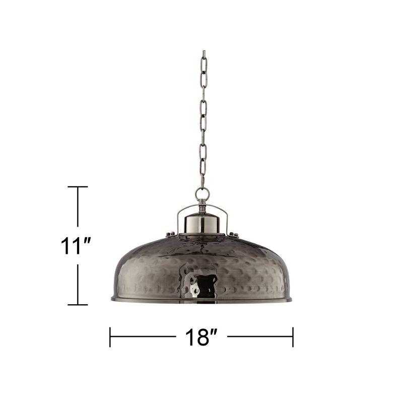 Franklin Iron Works Essex Dyed Nickel Pendant Light 18" Wide Farmhouse Rustic Hammered Dome Shade for Dining Room House Foyer Kitchen Island Entryway