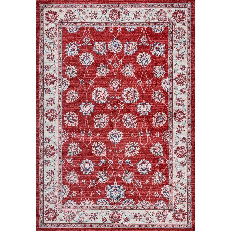 3' X 5' Modern Persian Vintage Moroccan Traditional Area Rug, Red/Ivory - JONATHAN Y