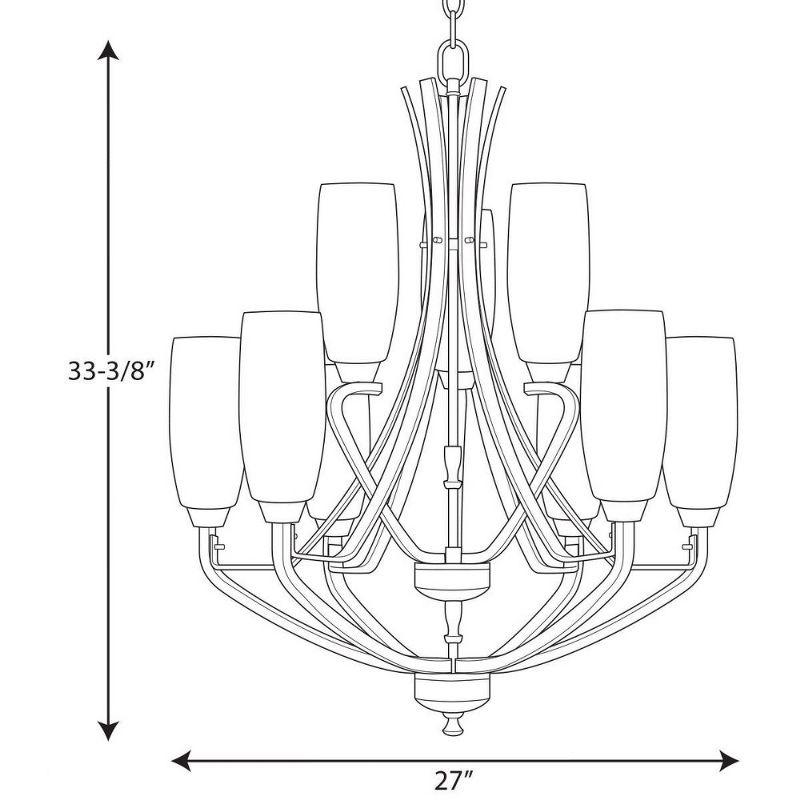 Progress Lighting Wisten 9-Light Two-Tier Chandelier, Brushed Nickel, Etched White Glass