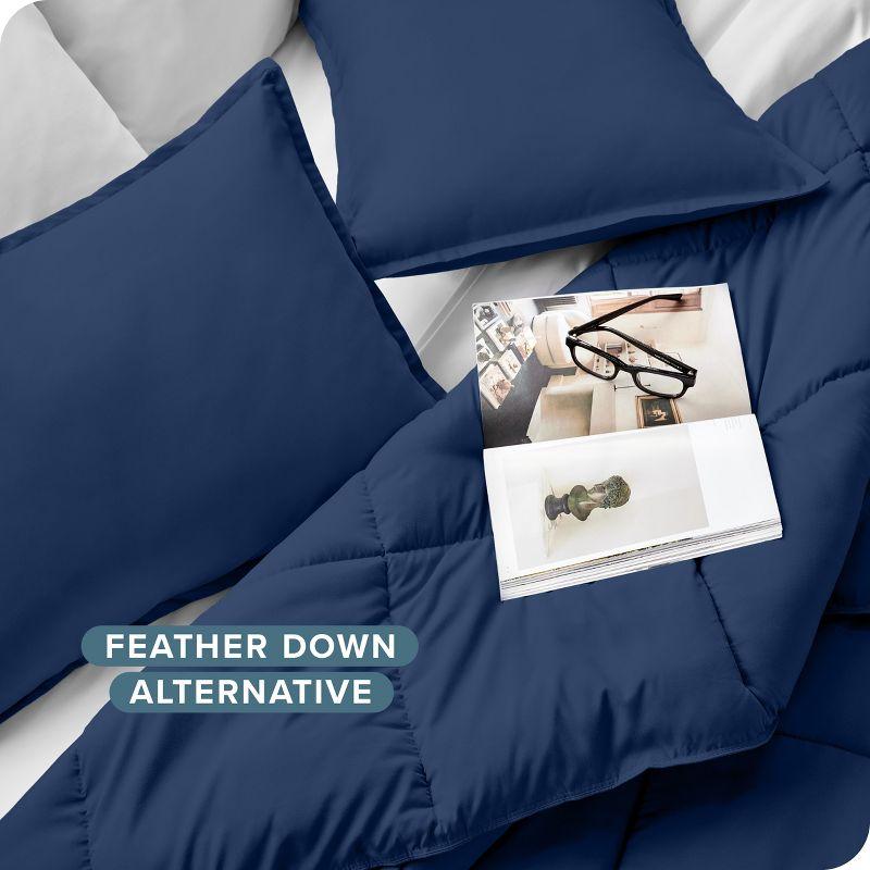 Queen Comforter Set 5Pc Down Alternative Ultra Soft Solid Comforters with Shams, Decorative Pillow & Bed Skirt - Navy