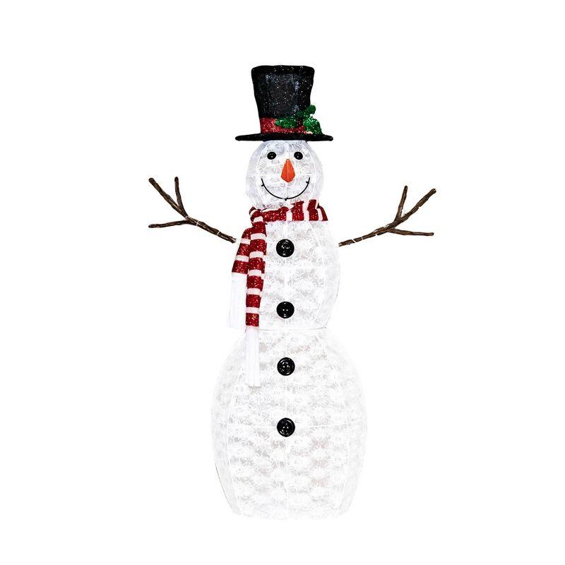 Novelty Lights LED Pre-Lit Snowman with Top Hat Christmas Yard Art Decoration, Pure White, 120 Light, 48" Tall