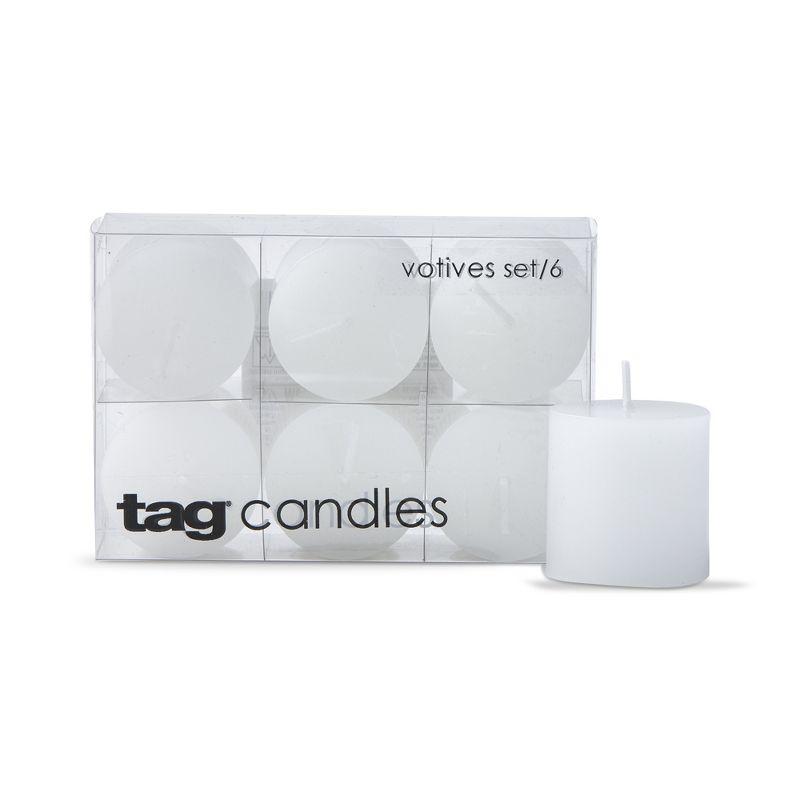 White Dripless Unscented Paraffin Wax Votive Candles Set of 6