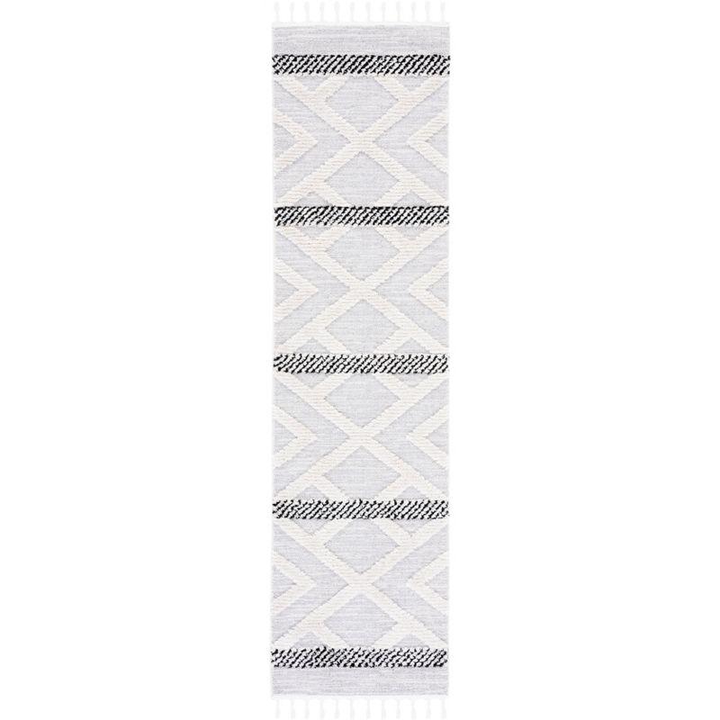 Marrakesh Gray and Ivory Wool Runner Rug