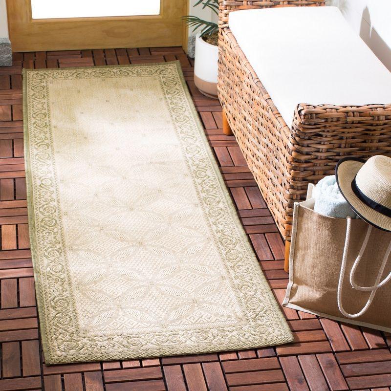 Courtyard CY1502 Power Loomed Indoor and Outdoor Runner Rug - Natural/Olive - 2'3"x6'7" - Safavieh