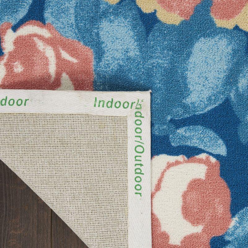 Waverly Floral Blue Outdoor Area Rug