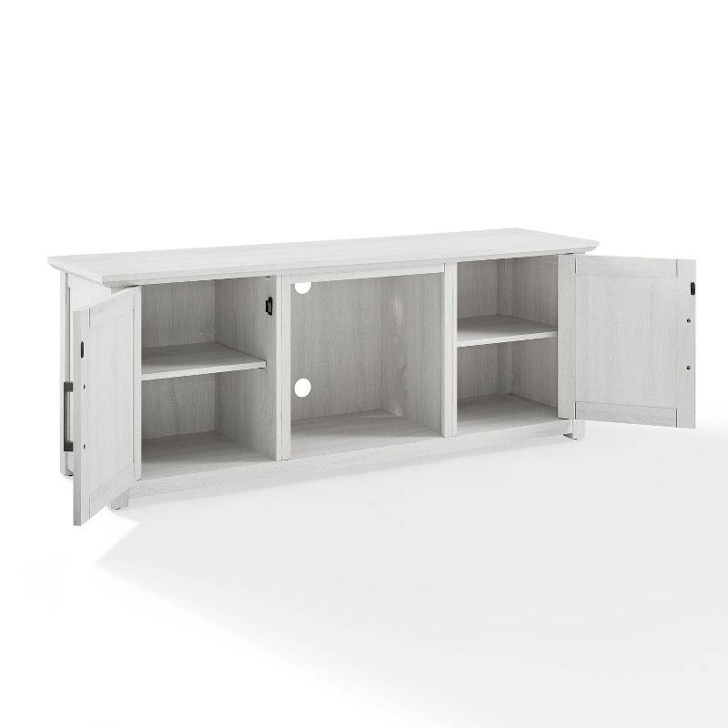 Whitewash Low Profile TV Stand with Cabinets