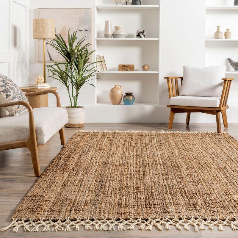 Nuloom Raleigh Farmhouse Jute Tasseled Area Rug, 3' x 5', Beige