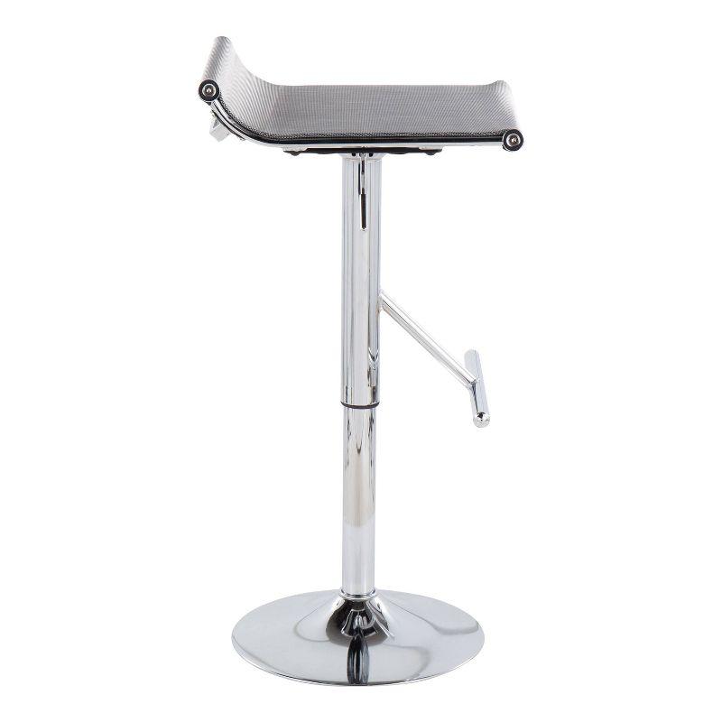 Mirage Ale Mesh Fabric/Metal Barstool Chrome/Silver - LumiSource: Swivel, Adjustable Height, Footrest