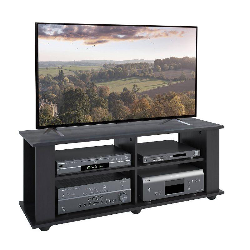 Flat Panel TV Stand for TVs up to 57" CorLiving Ravenwood Black: Open Shelving, MDF Frame, 90lb Capacity