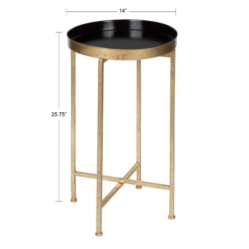 Kate and Laurel Celia Round Metal Tea Table, 14x14x25.75, Gold and Black