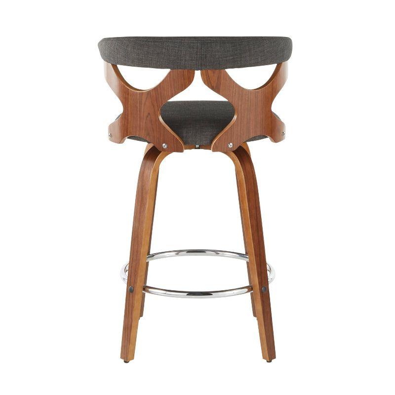 Set of 2 Dark Gray Wood and Metal Swivel Counter Stools