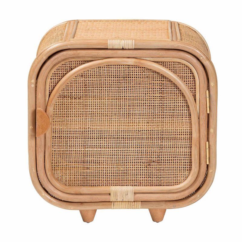 Keita Natural Rattan Bohemian Rectangle Nightstand