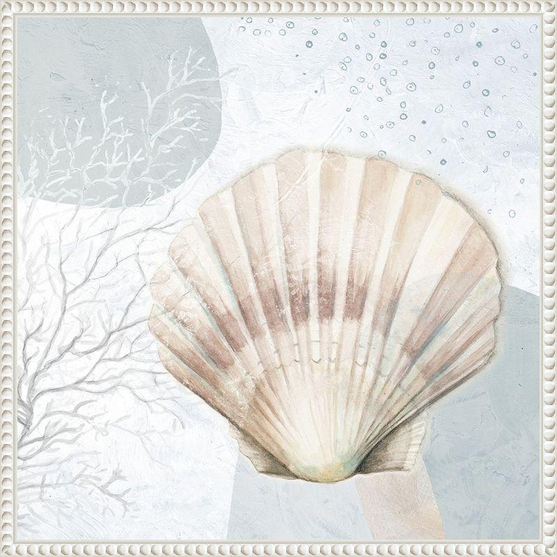 Amanti Art Ocean Oasis Bubbles Blush Scallop by Patricia Pinto Canvas Wall Art Print Framed 16 x 16-in.