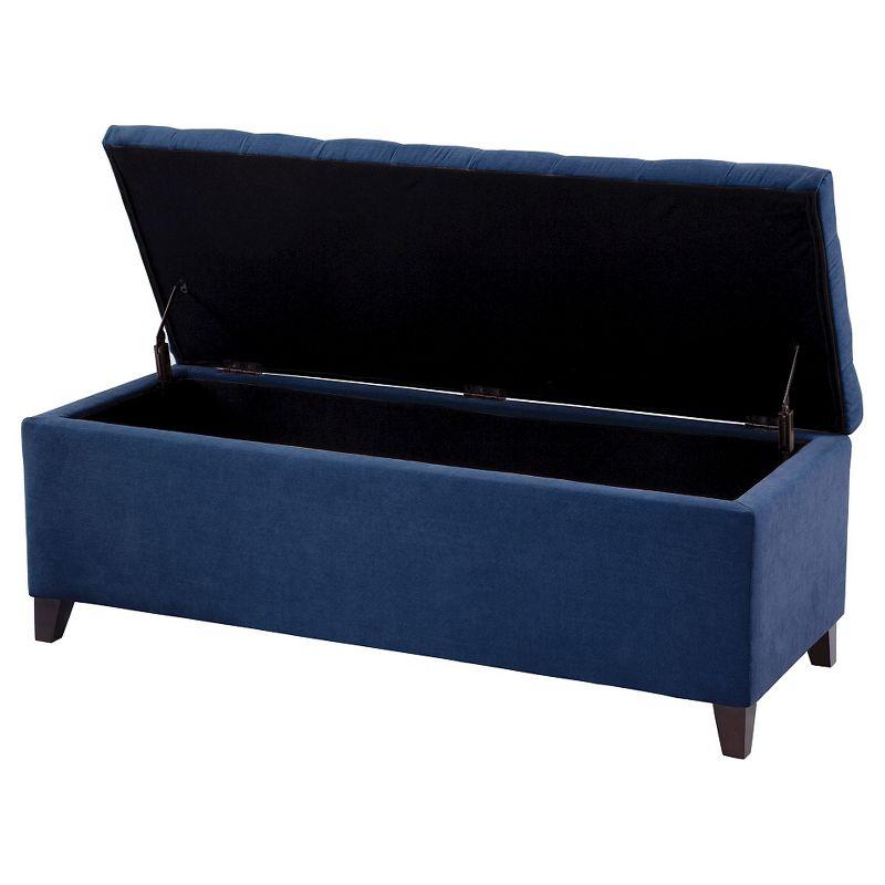 Sasha Navy Tufted Top Storage Ottoman with Black Noir Legs