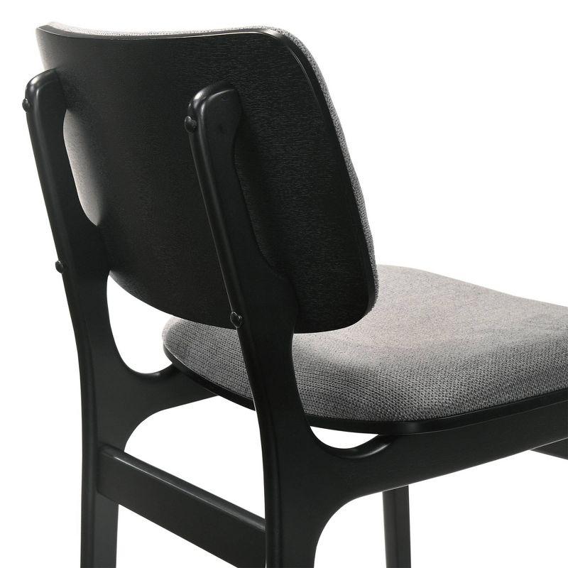 Set of 2 Lima Upholstered Wood Dining Chairs Black - Armen Living: Mid-Century Modern, Rubberwood Frame, Gray Polyester