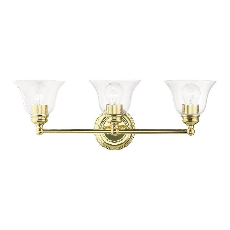 Polished Brass 3-Light Vanity with Clear Glass Shades