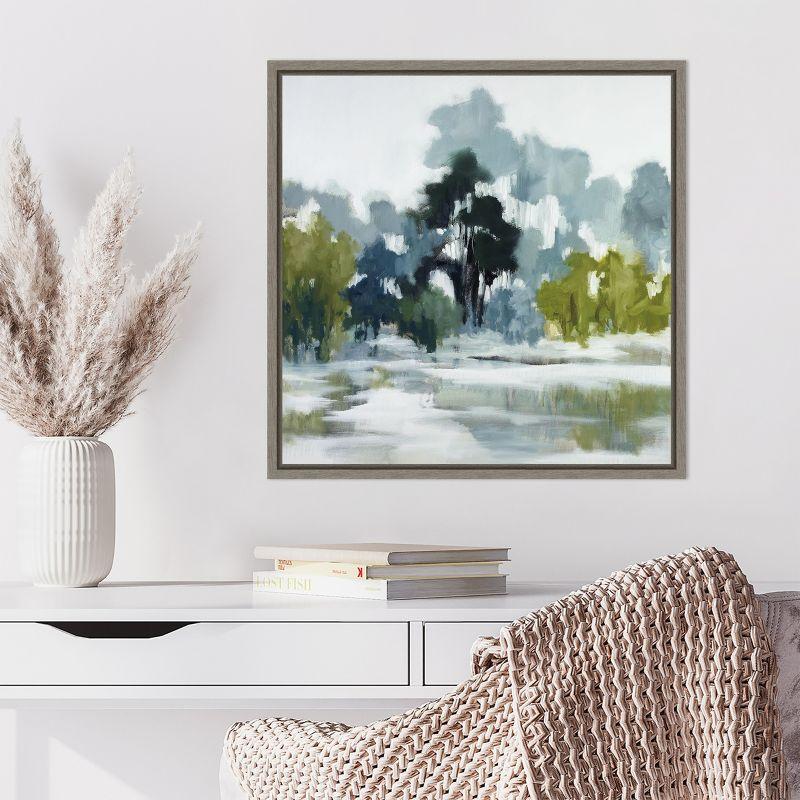 Amanti Art Pond Reflections by Jacqueline Ellens Canvas Wall Art Print Framed 22 x 22-in.