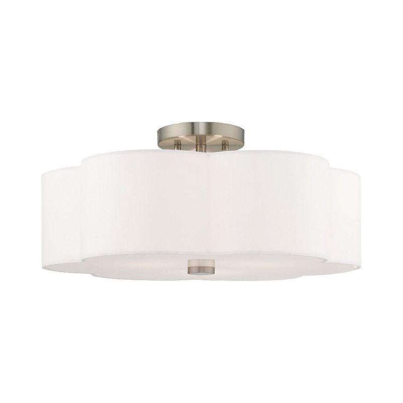 Chelsea Brushed Nickel 3-Light Flush Mount with Fabric Shade