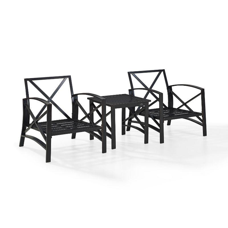 Crosley 3pc Kaplan Outdoor Seating Set with 2 Chairs & Side Table