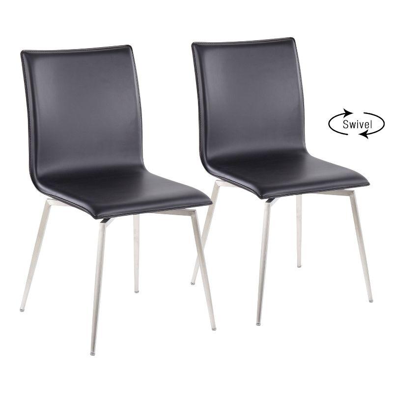Set of 2 Mason Contemporary Dining Chairs: Swivel Base, Faux Leather, Steel - LumiSource