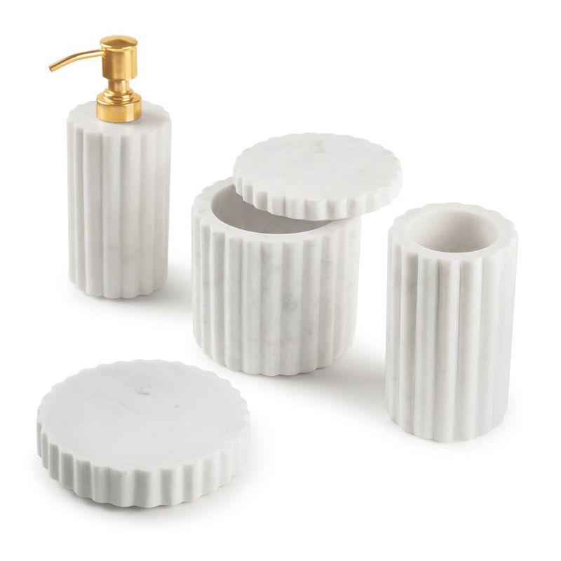 Roksana White Marble Bath Accessories, Set of 4