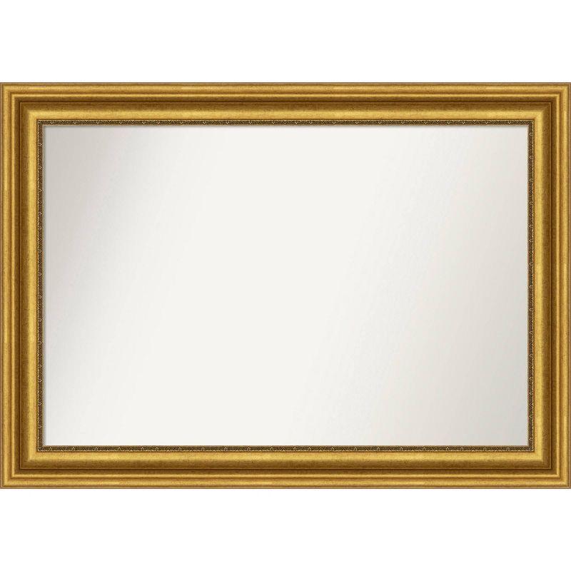42"x30" Non-Beveled Parlor Gold Wall Mirror - Amanti Art: Modern Rectangle, Polystyrene Frame