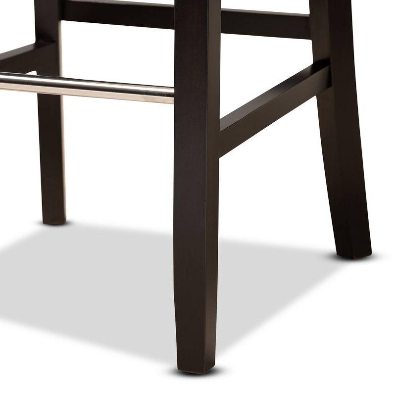 2pc Daphne Velvet Fabric Upholstered and Wood Counter Height Barstool Set Gray/Brown - Baxton Studio: Elegant Tufted Design, Silver-Tone Footrest