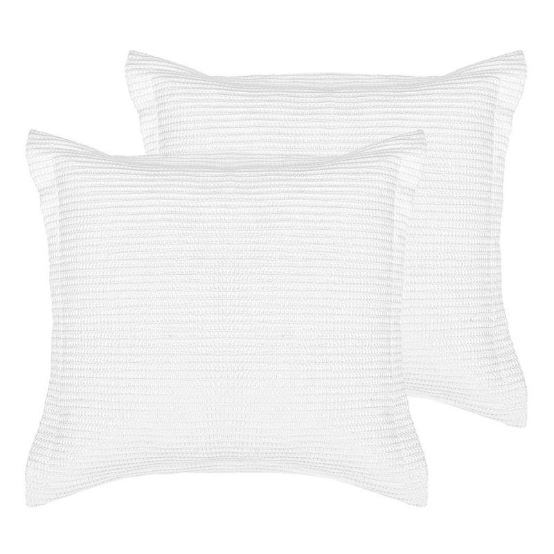 Bright White Cotton Waffle Weave Euro Sham Set