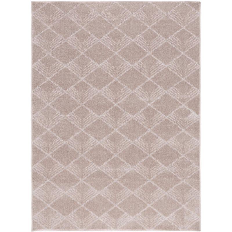 Beige Rectangular Hand-knotted Synthetic Area Rug