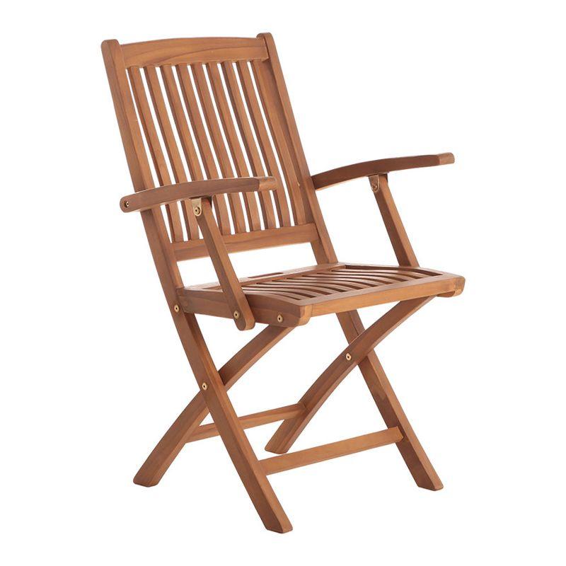 Nordic  Teak Outdoor Oiled Patio Folding Chair with Arm Rests