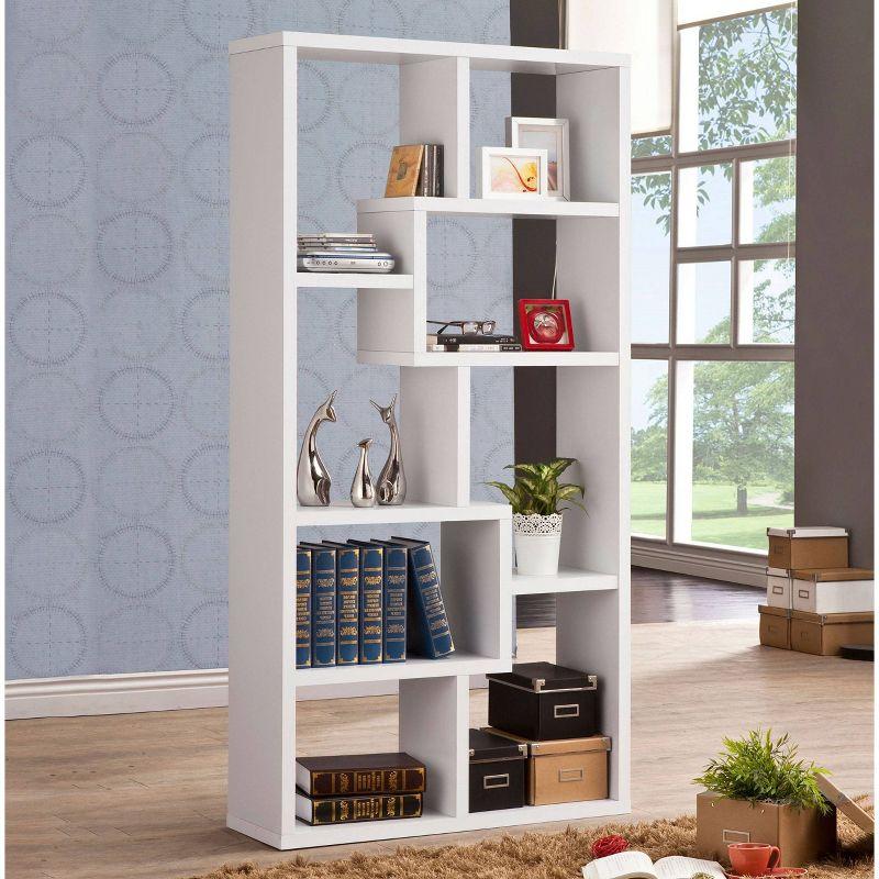 White Geometric 8-Shelf MDF Bookcase