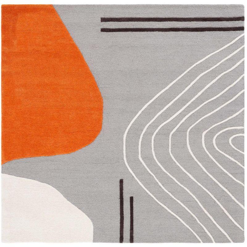 Rodeo Drive RD860 Hand Tufted Indoor Accent Rug - 4'x4' - Grey/Rust - Safavieh