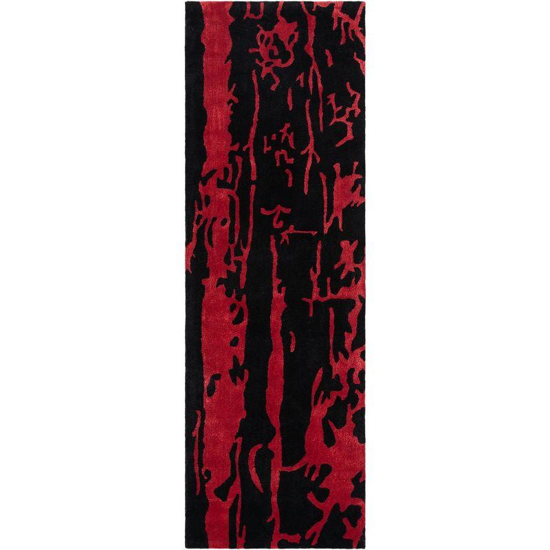 Soho Black and Red Wool Runner Rug