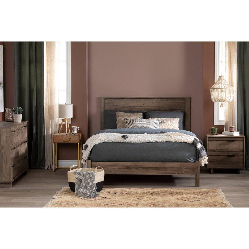 Fynn Fall Oak Full Double Panel Headboard with Sliding Storage