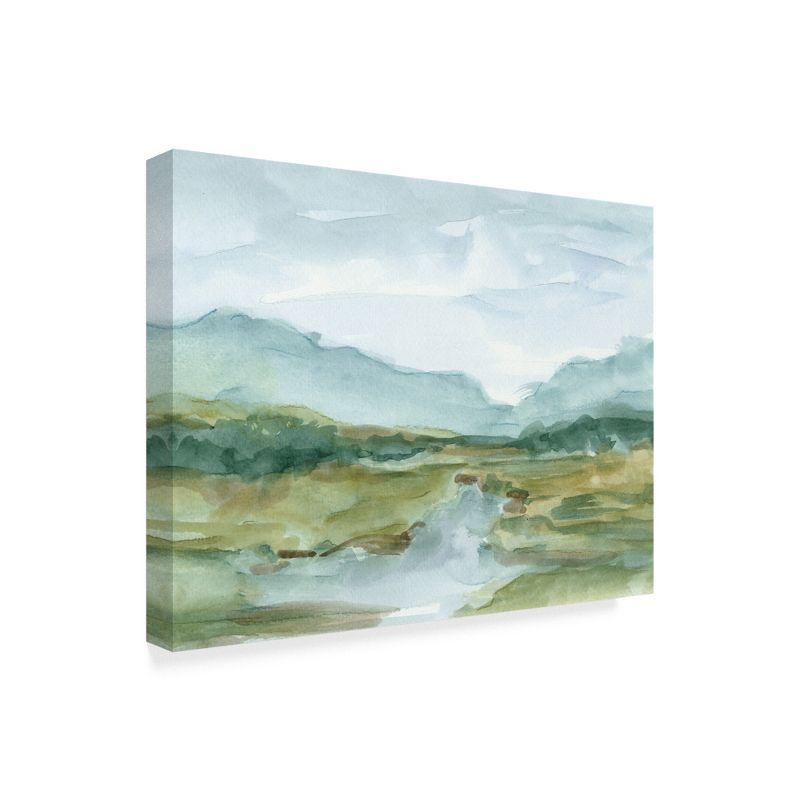 Large Green and White Watercolor Landscape Canvas Art